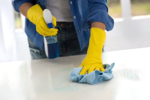 Local facade cleaning service working on a mixed-material property